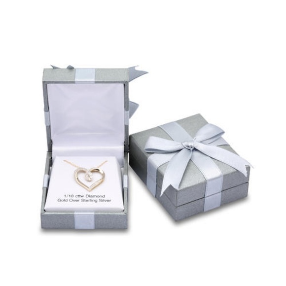 NIB💎 Gold Silver .1 cttw Diamond Heart Necklace - Picture 2 of 8